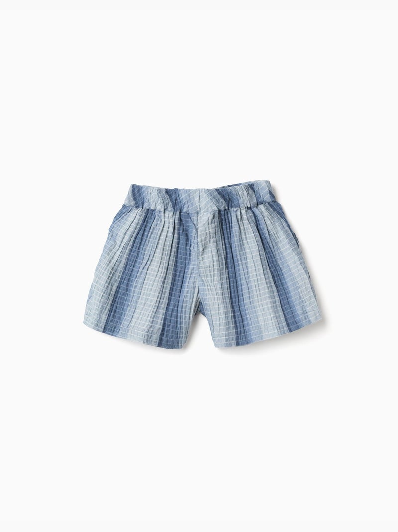 Pantaloncini in cotone a righe con cintura elastica Blu chiaro - Kiabi