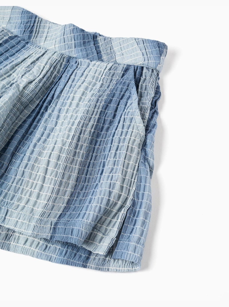 Pantaloncini in cotone a righe con cintura elastica Blu chiaro - Kiabi
