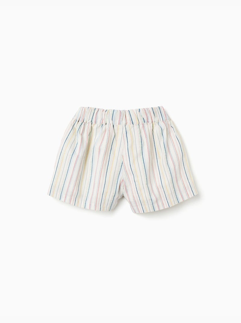 Pantaloncini in cotone con a righe etniche B&S Bianco - Kiabi