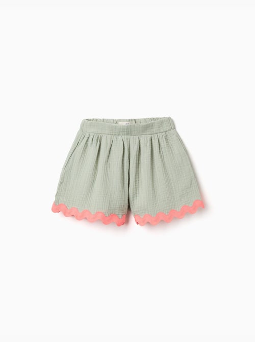 Pantaloncini in cotone con bordo ric rac - Kiabi
