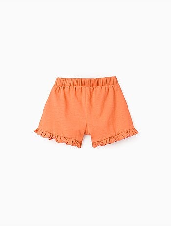 Pantaloncini in cotone con cintura elastica e orlo arricciato