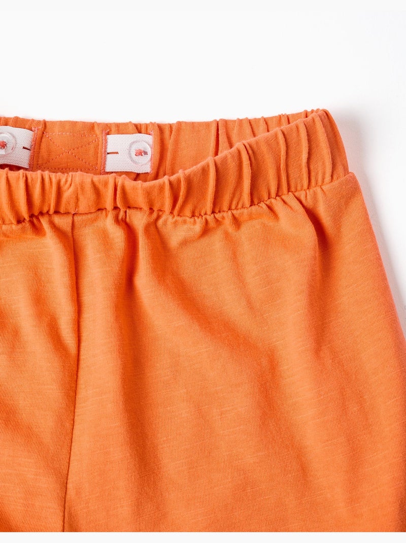 Pantaloncini in cotone con cintura elastica e orlo arricciato Nero Arancione - Kiabi