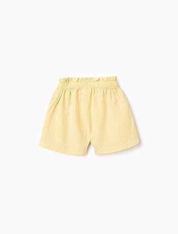 Pantaloncini in cotone con cintura paperbag e ricamo
