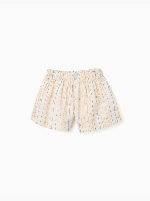 Pantaloncini in cotone con fiori e cintura elastica - Kiabi
