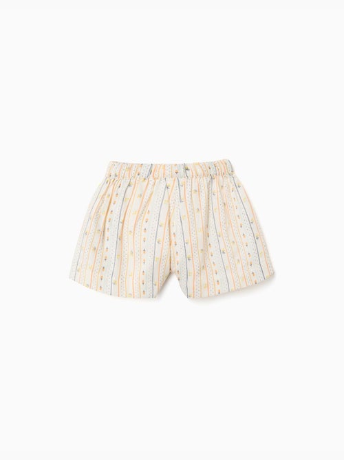 Pantaloncini in cotone con fiori e cintura elastica - Kiabi