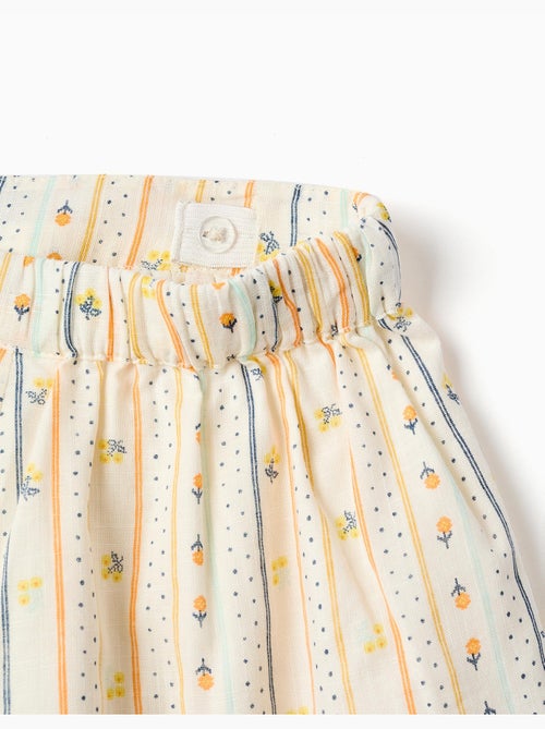 Pantaloncini in cotone con fiori e cintura elastica - Kiabi