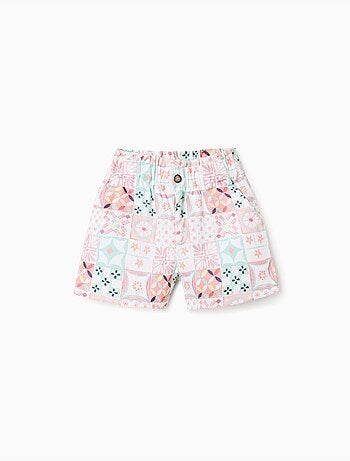 Pantaloncini in cotone con motivo a piastrelle