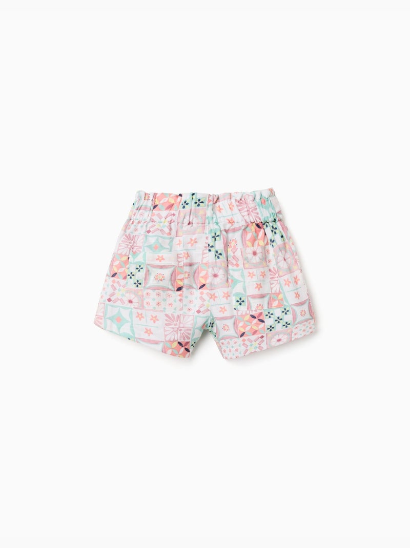 Pantaloncini in cotone con motivo a piastrelle Bianco - Kiabi
