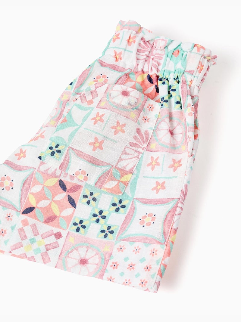 Pantaloncini in cotone con motivo a piastrelle Bianco - Kiabi