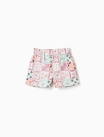 Pantaloncini in cotone con motivo a piastrelle