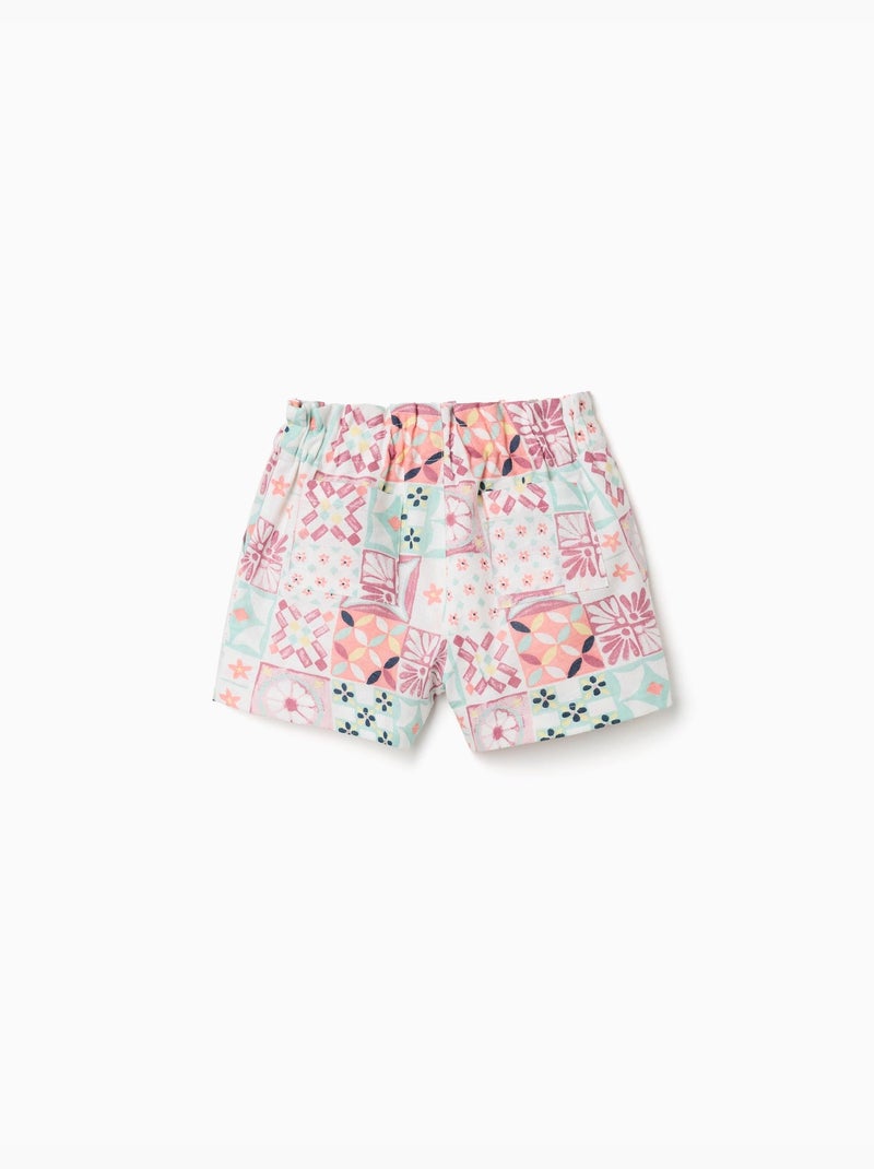 Pantaloncini in cotone con motivo a piastrelle Bianco - Kiabi
