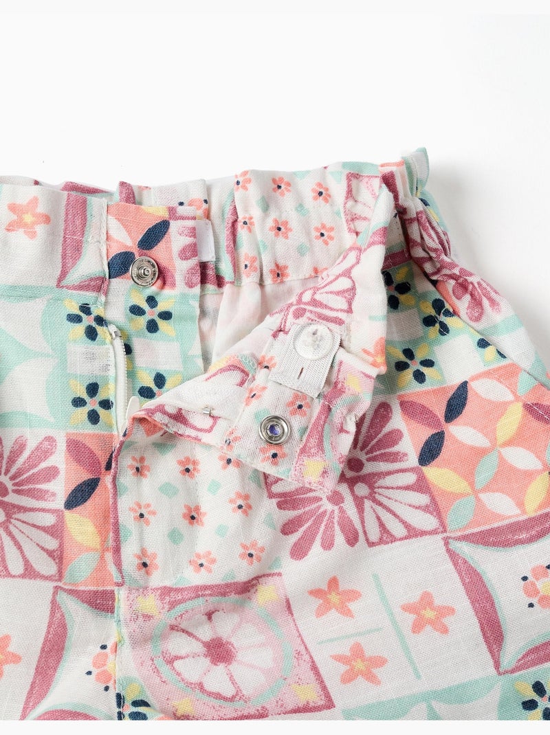 Pantaloncini in cotone con motivo a piastrelle Bianco - Kiabi