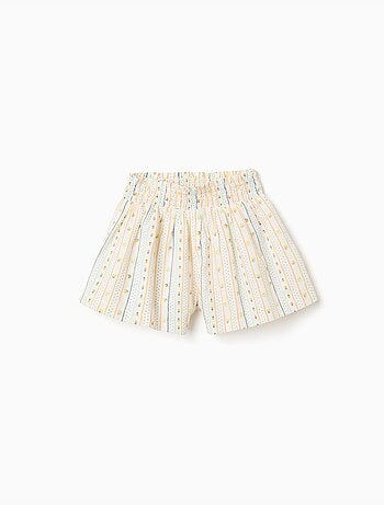 Pantaloncini in cotone con motivo floreale e vita elastica