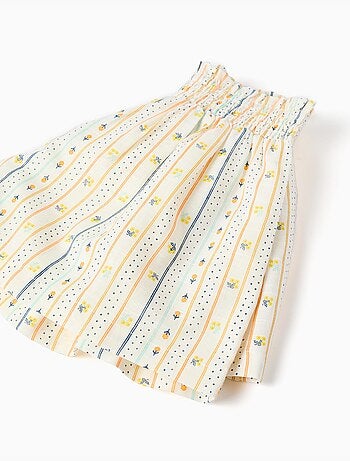 Pantaloncini in cotone con motivo floreale e vita elastica
