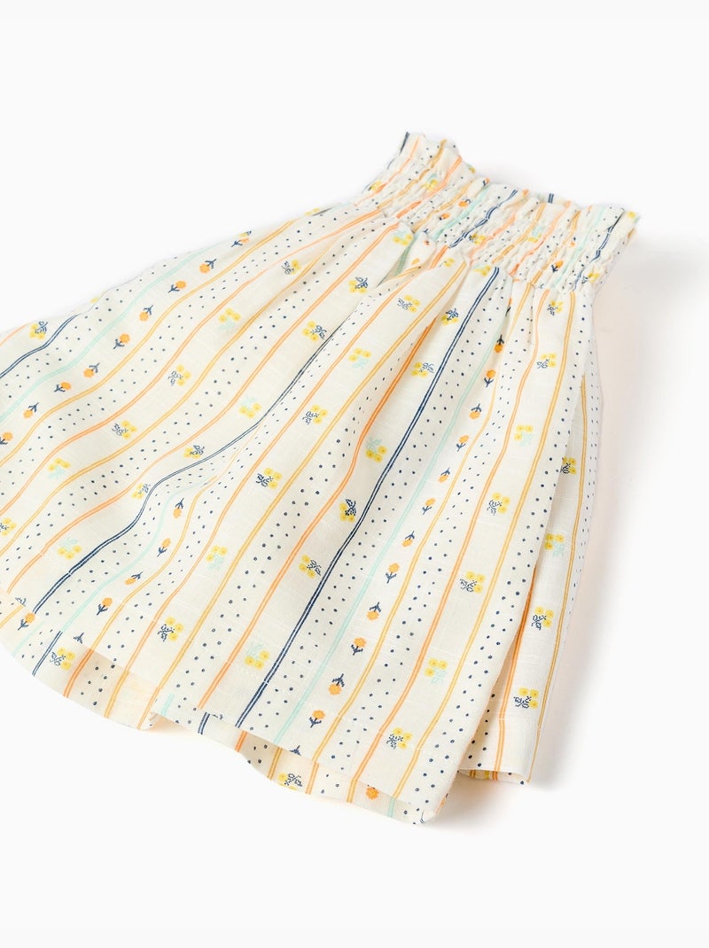 Pantaloncini in cotone con motivo floreale e vita elastica Beige chiaro - Kiabi
