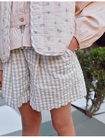 Pantaloncini in cotone con motivo vichy b&s