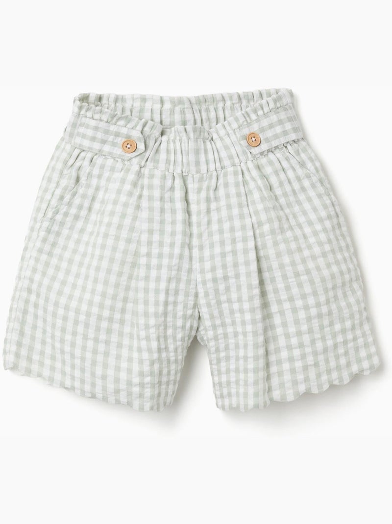 Pantaloncini in cotone con motivo vichy b&s Verde chiaro - Kiabi