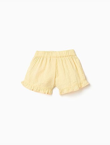 Pantaloncini in cotone con orli arricciati e ricami