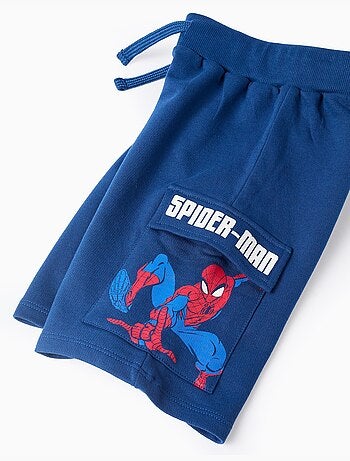 Pantaloncini in cotone con stampa Spider-Man e tasche cargo