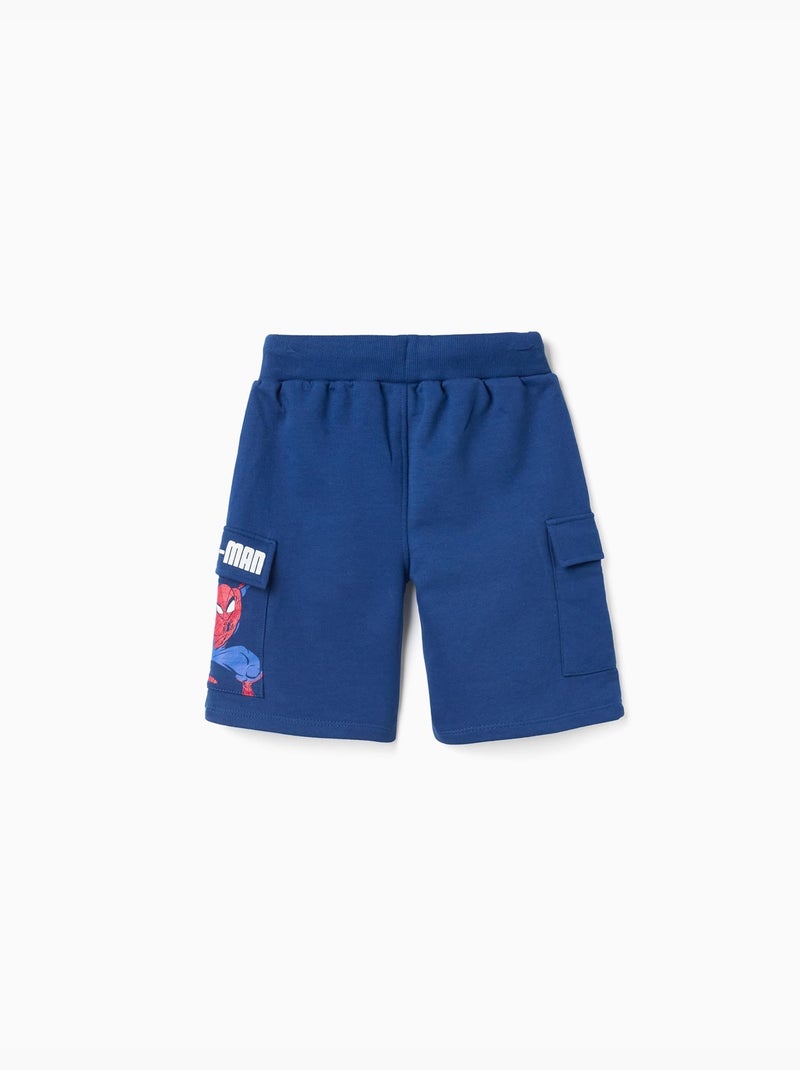 Pantaloncini in cotone con stampa Spider-Man e tasche cargo Blu scuro - Kiabi