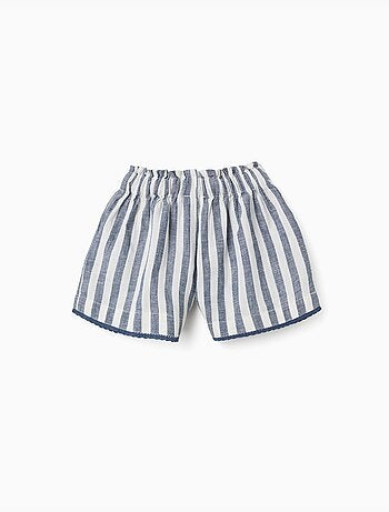 Pantaloncini in cotone e lino a righe con cintura You&Me