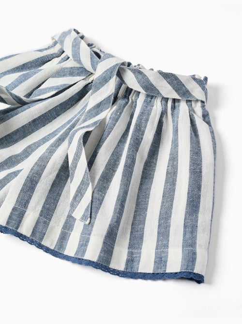 Pantaloncini in cotone e lino a righe con cintura You&Me - Kiabi