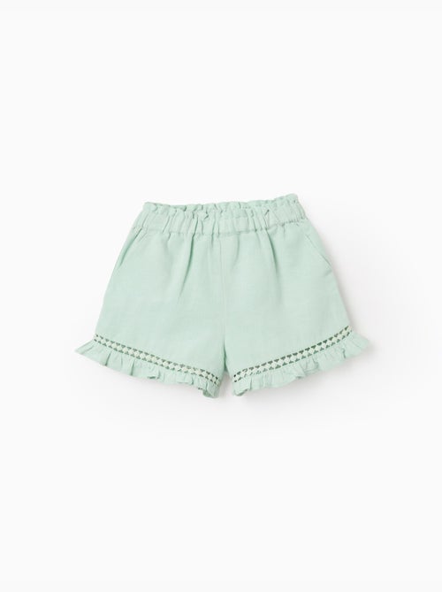 Pantaloncini in cotone e lino con orlo arricciato - Kiabi Pantaloncini in cotone e lino con orlo arricciato - Kiabi