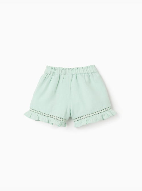 Pantaloncini in cotone e lino con orlo arricciato - Kiabi Pantaloncini in cotone e lino con orlo arricciato - Kiabi