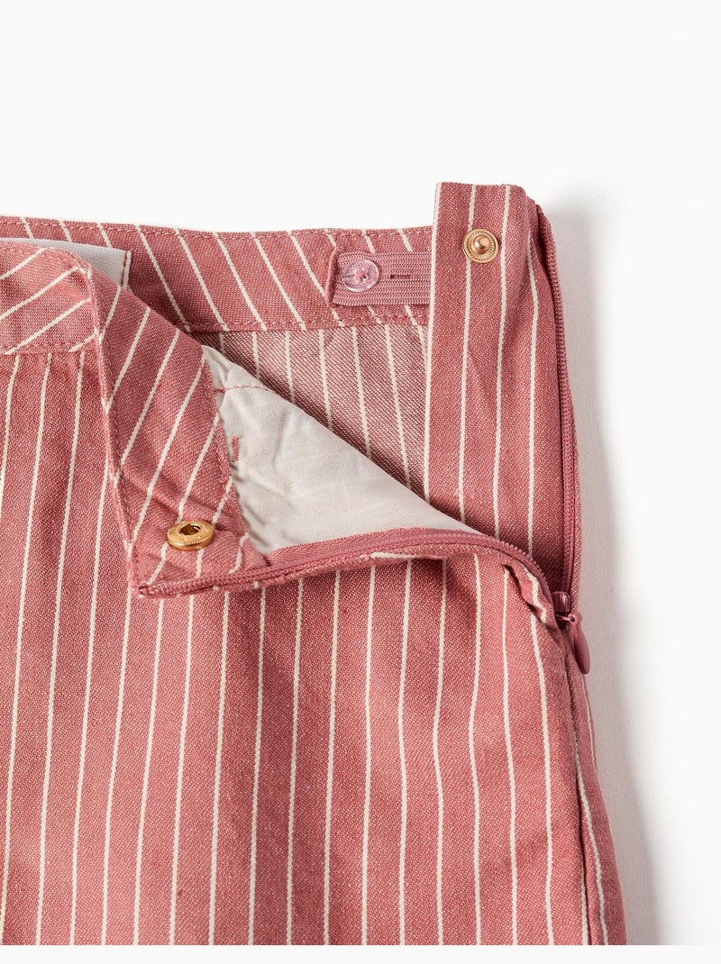 Pantaloncini in cotone twill con righe Rosa - Kiabi