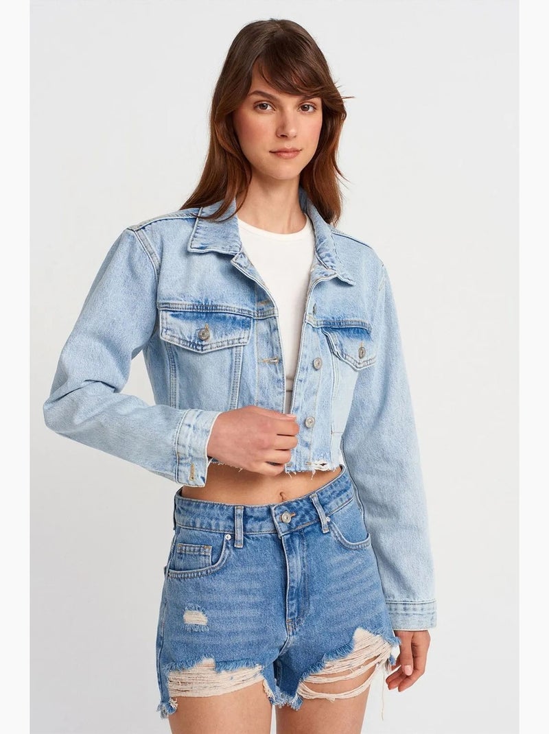 Pantaloncini in denim a vita alta da donna dilvin Blu zaffiro - Kiabi