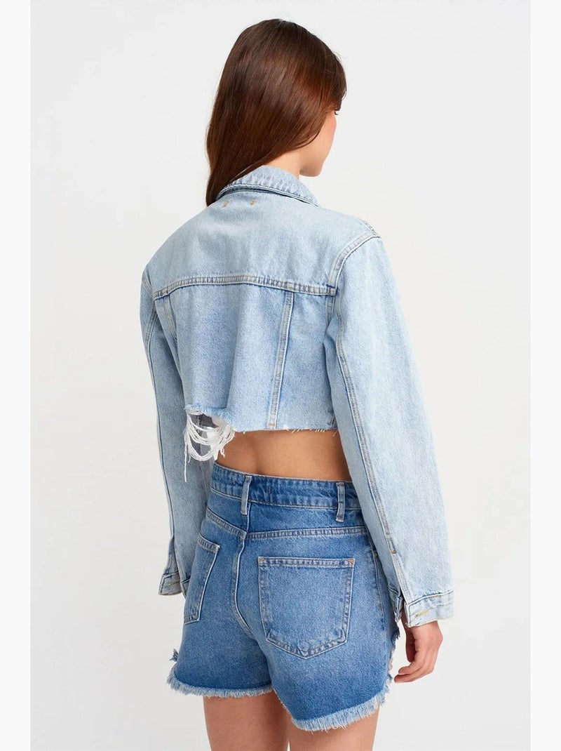 Pantaloncini in denim a vita alta da donna dilvin Blu zaffiro - Kiabi