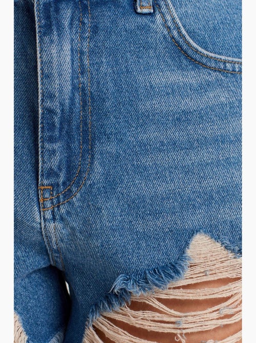 Pantaloncini in denim a vita alta da donna dilvin - Kiabi Pantaloncini in denim a vita alta da donna dilvin - Kiabi