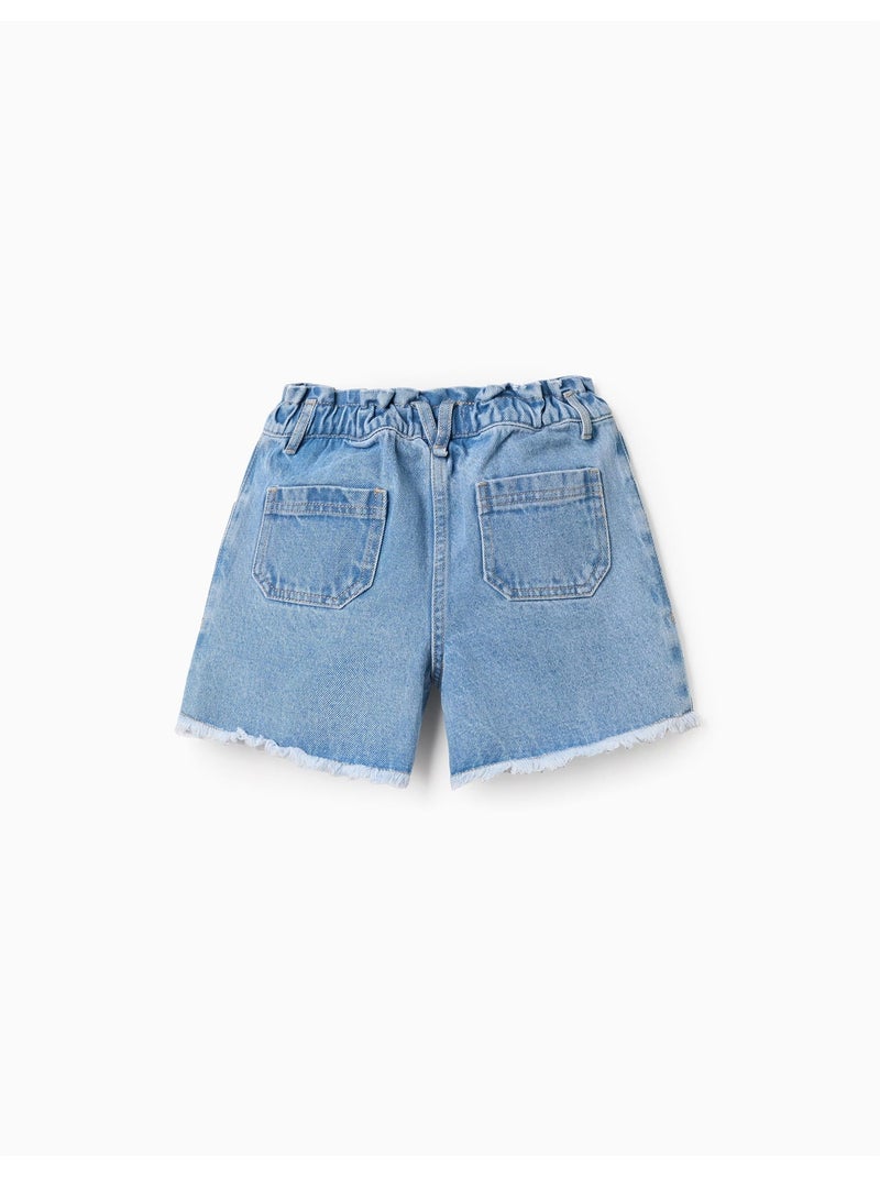 Pantaloncini in denim con orli sfrangiati Blu chiaro - Kiabi