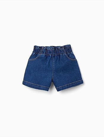 Pantaloncini in denim con vita paperbag e tasche