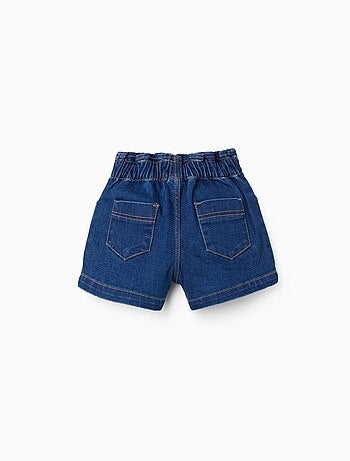 Pantaloncini in denim con vita paperbag e tasche