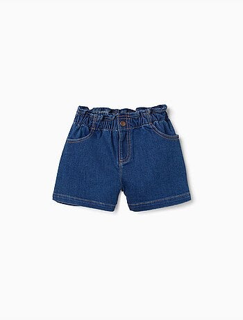 Pantaloncini in denim con vita paperbag e tasche