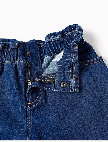 Pantaloncini in denim con vita paperbag e tasche