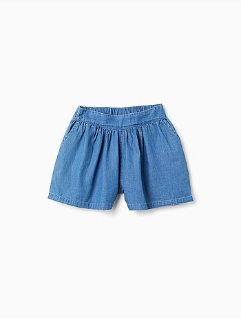Pantaloncini in denim di cotone con cintura elastica e tasche