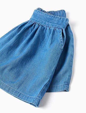 Pantaloncini in denim di cotone con cintura elastica e tasche