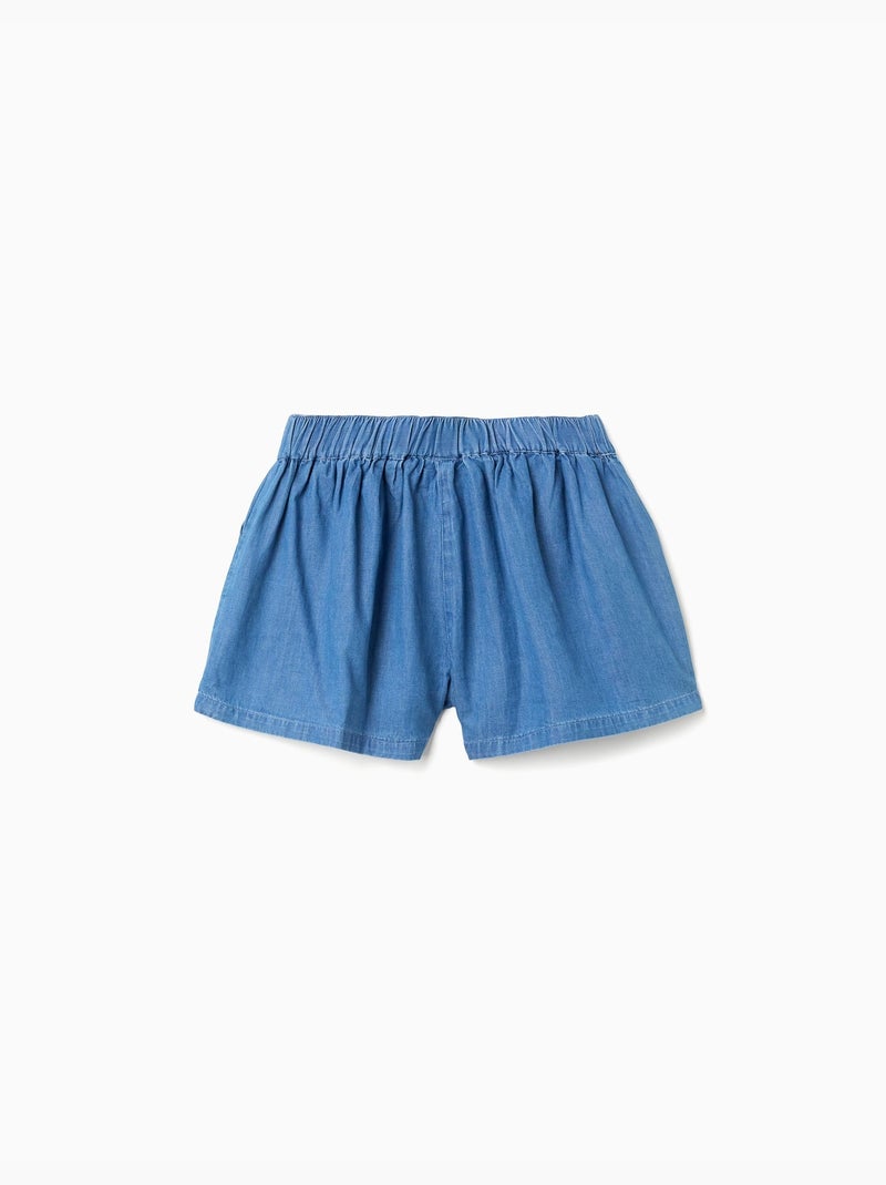 Pantaloncini in denim di cotone con cintura elastica e tasche Blu chiaro - Kiabi