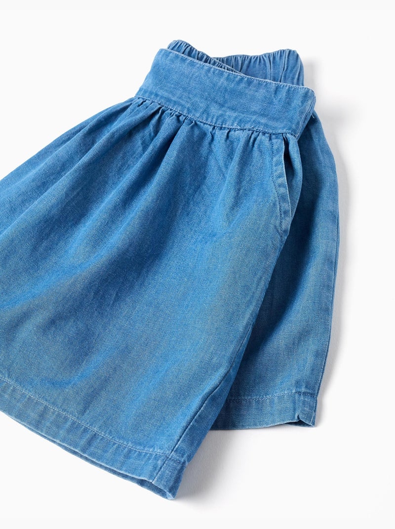Pantaloncini in denim di cotone con cintura elastica e tasche Blu chiaro - Kiabi