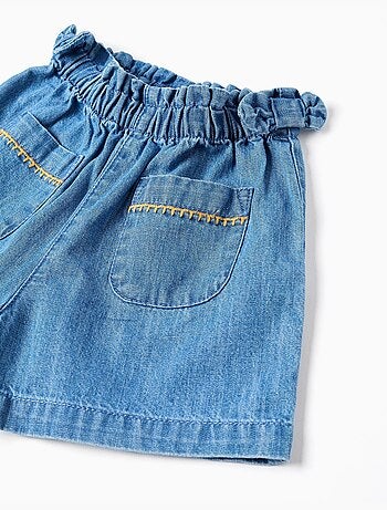 Pantaloncini in denim di cotone con tasche frontali