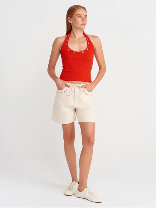 Pantaloncini in denim di cotone da donna con vita con coulisse dilvin - Kiabi