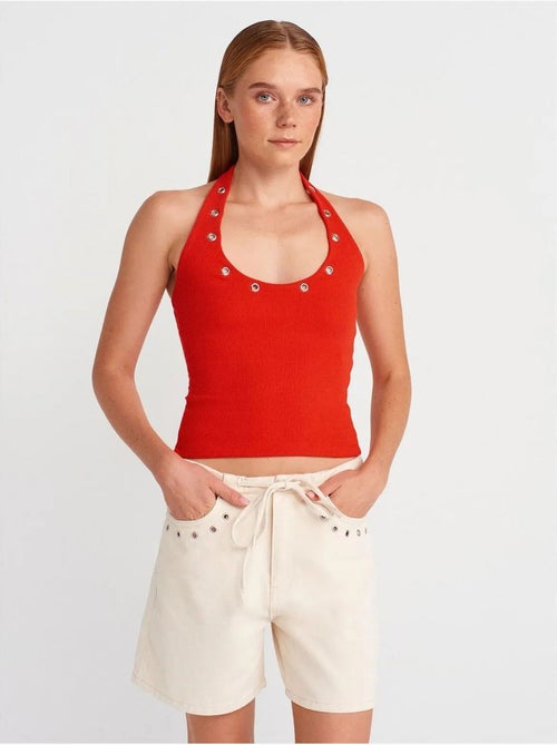 Pantaloncini in denim di cotone da donna con vita con coulisse dilvin - Kiabi