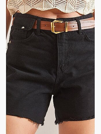 Pantaloncini in gabardine di tela con cintura lucci