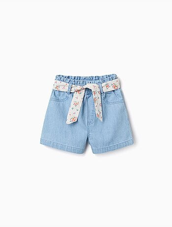 Pantaloncini in jeans con cintura a fiori