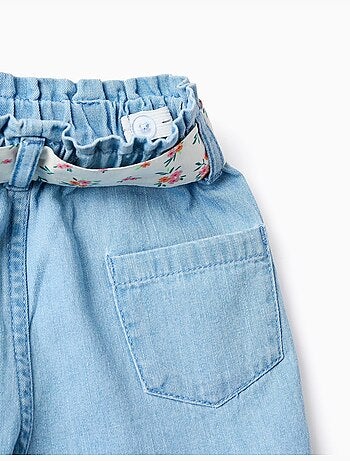 Pantaloncini in jeans con cintura a fiori