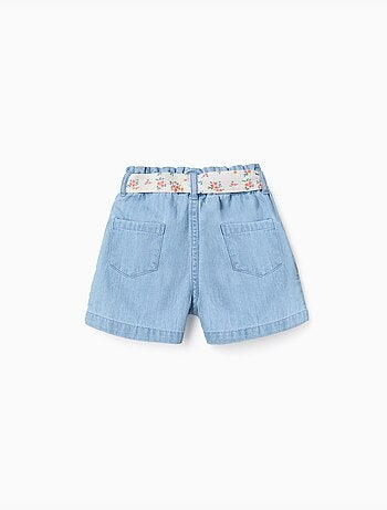 Pantaloncini in jeans con cintura a fiori