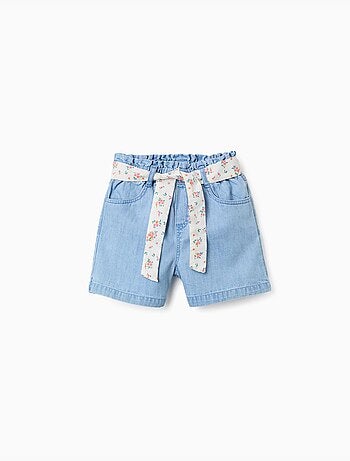 Pantaloncini in jeans con cintura floreale