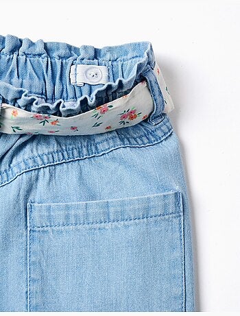Pantaloncini in jeans con cintura floreale